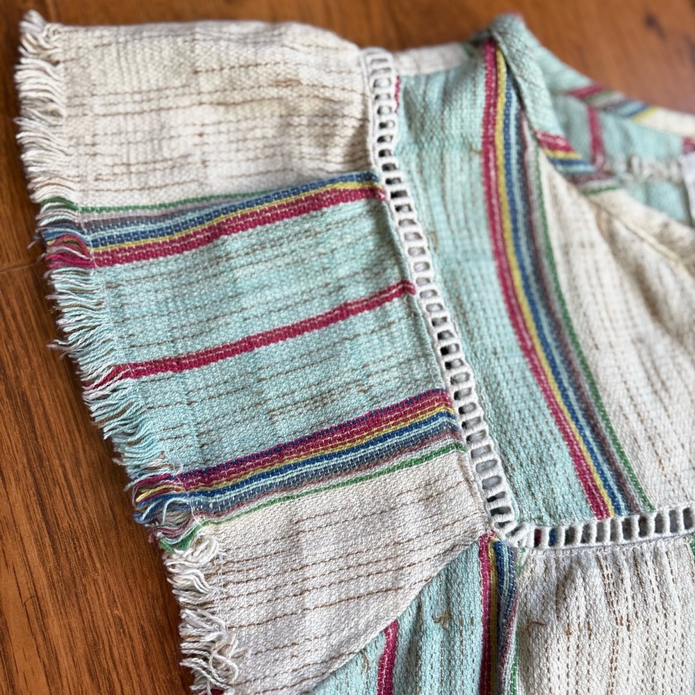 Women's Anthropologie dRA Striped frayed sleeve boho top. Size Small - Picture 4 of 7